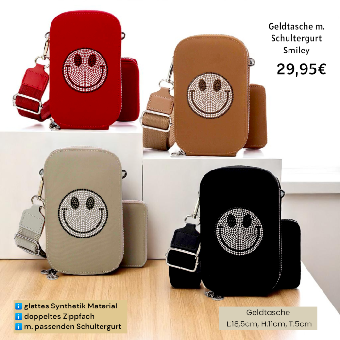 Geldtasche m. Schultergurt Smiley