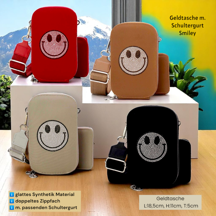 Geldtasche m. Schultergurt Smiley – Bild 2